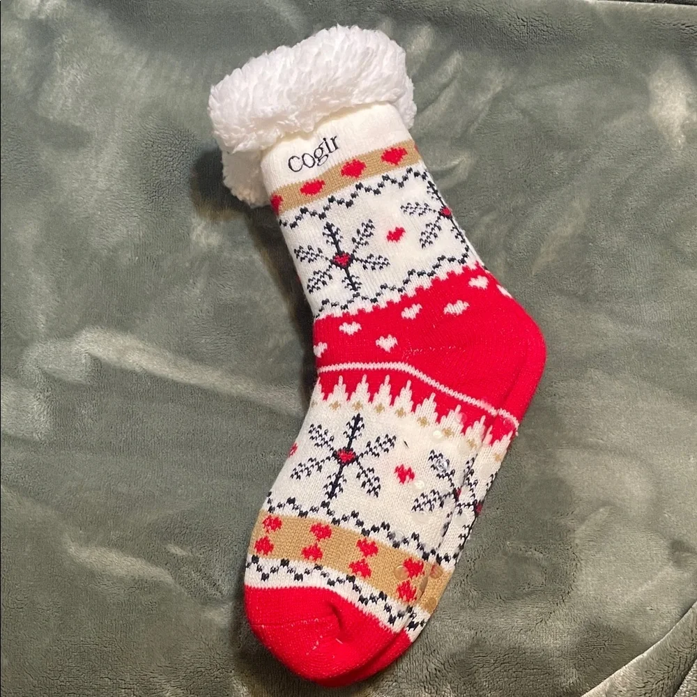 Winter Snowflake Socks - Red and White